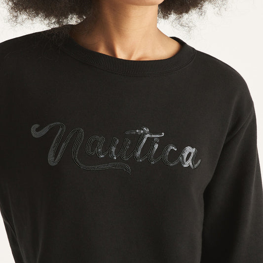 Sudadera con logo de lentejuelas central