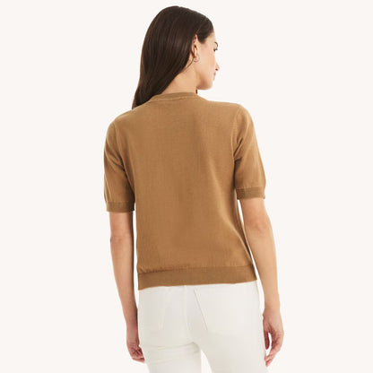 Suéter manga corta con mangas y cuello acanalado