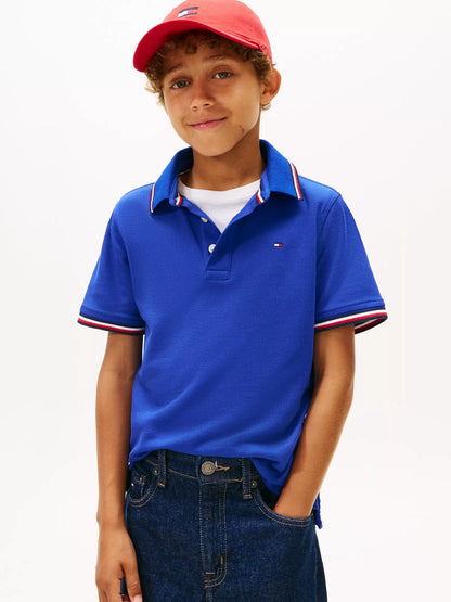 Chemise unicolor con cuello ribeteado para niño