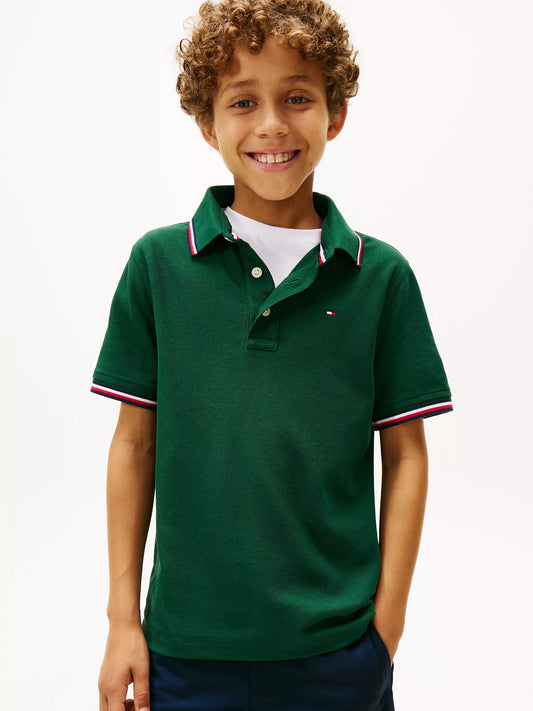 Chemise unicolor con cuello ribeteado para niño