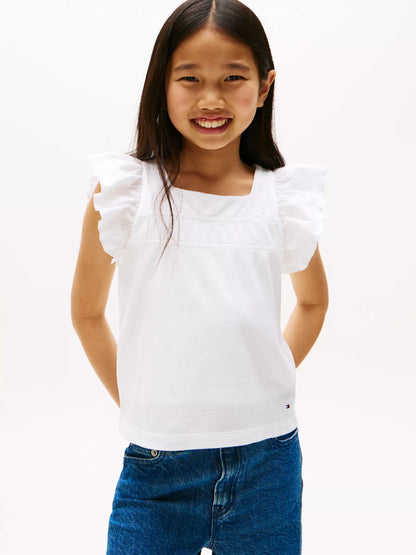 Blusa texturizada con fruncido para niña