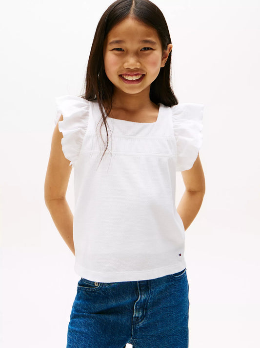 Blusa texturizada con fruncido para niña
