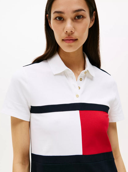 Vestido tela pique con colores en bloque y logo