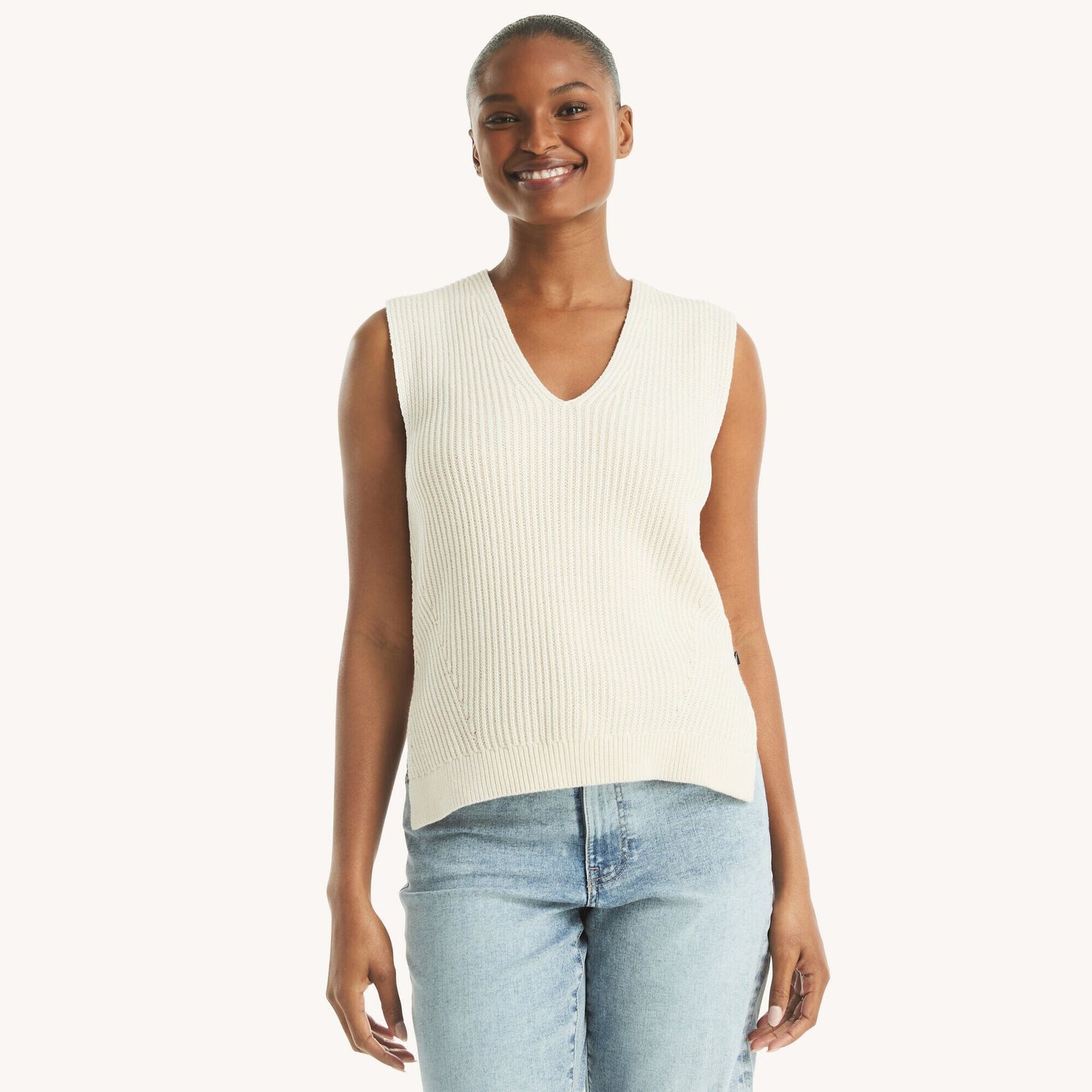 Top cuello en V tejido