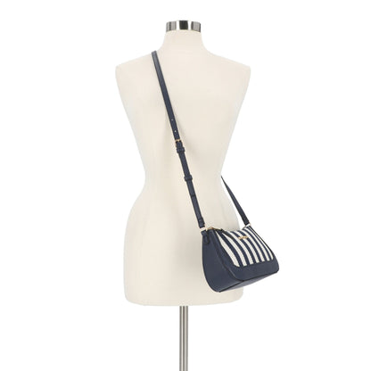 Bolso tipo bandolero tejido de rayas