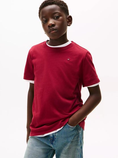 Franela cuello redondo unicolor con logo