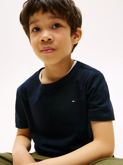 Franela cuello redondo unicolor con logo