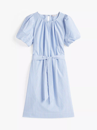 Vestido tela poplin de rayas con cinturón