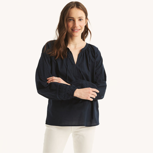Blusa cuello en V manga larga