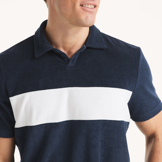 Chemise de rizo con cuello Johnny y franja central