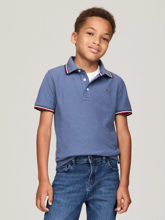 Chemise unicolor con cuello ribeteado para niño