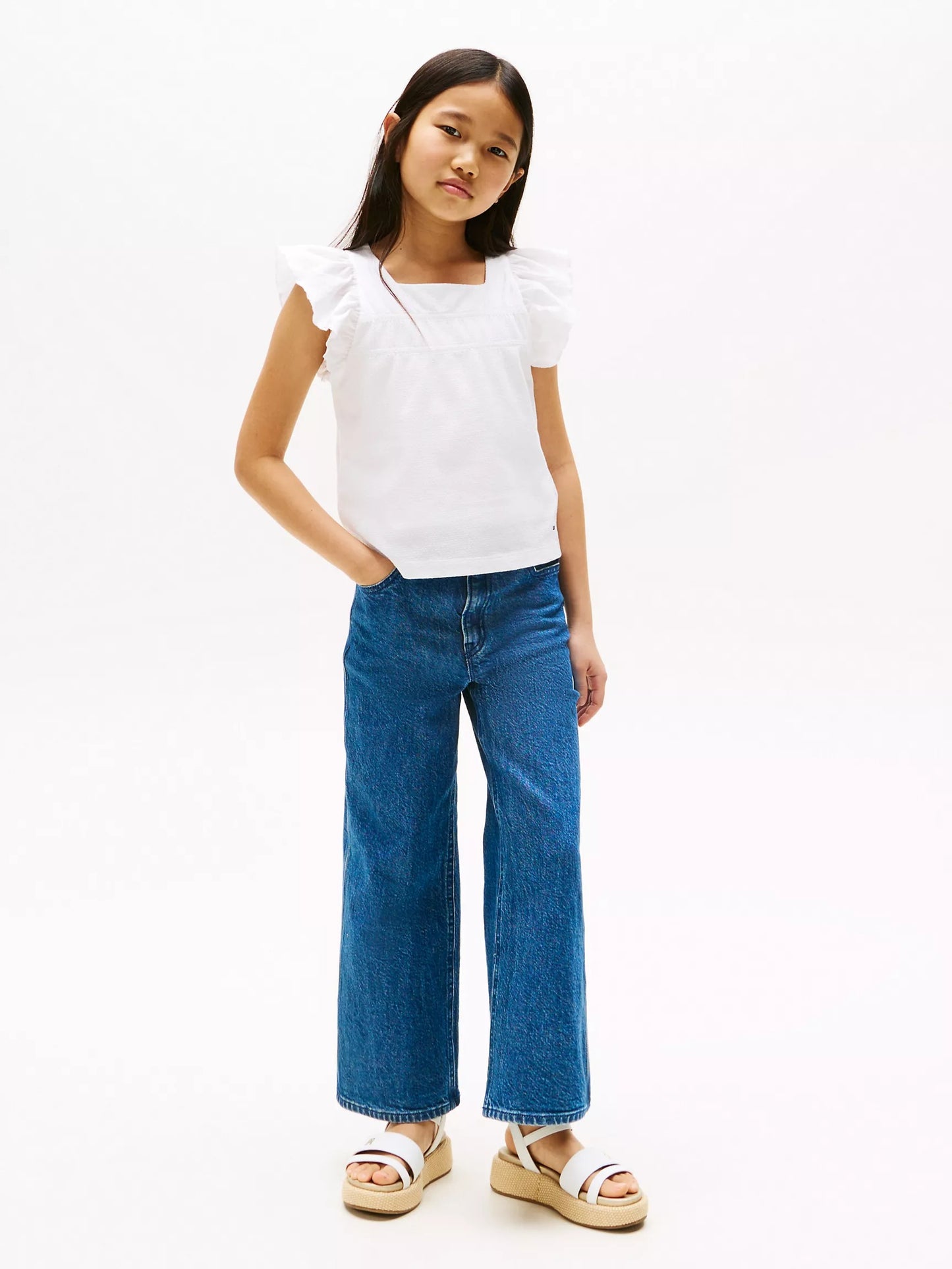 Blusa texturizada con fruncido para niña