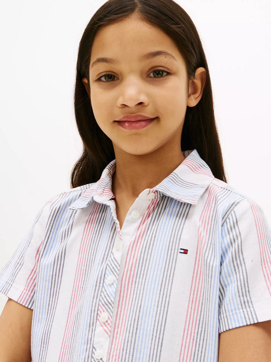 Vestido con cuello de rayas para niña