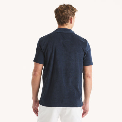 Chemise de rizo con cuello Johnny y franja central