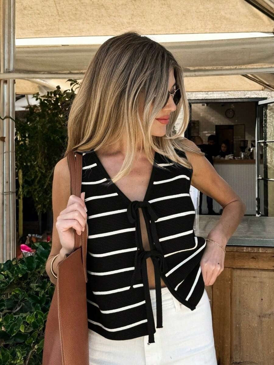 Top de punto a rayas