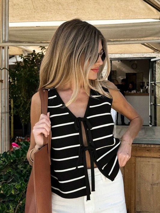 Top de punto a rayas