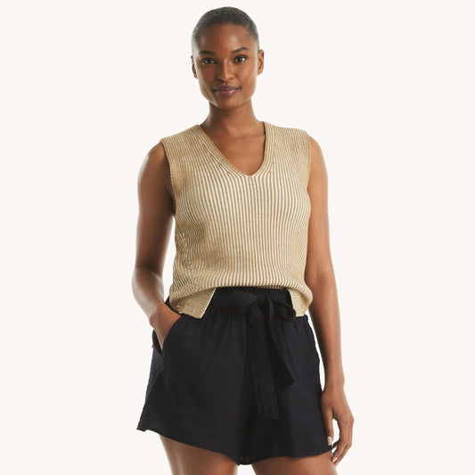 Top cuello en V tejido