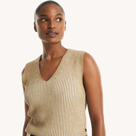 Top cuello en V tejido