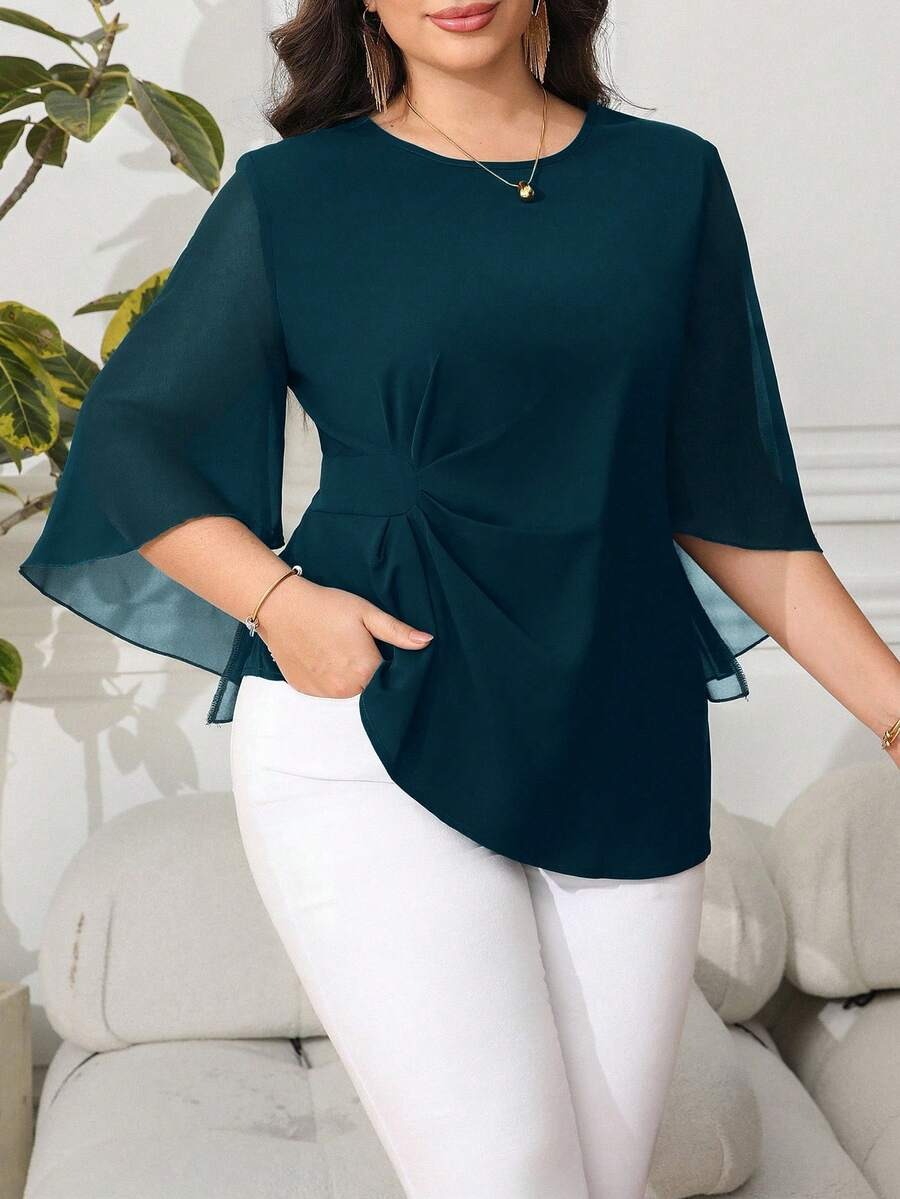 Blusa de manga de campana elegante