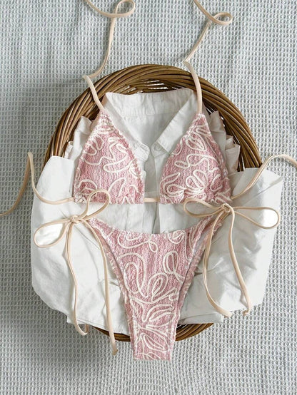Bikini de blonda texturizado