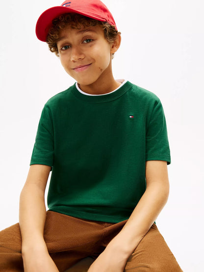 Franela cuello redondo unicolor con logo