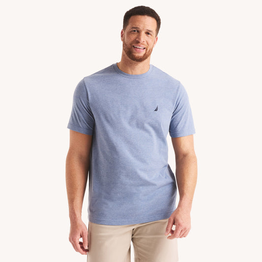 Franela cuello redondo unicolor con logo heathered para grandes