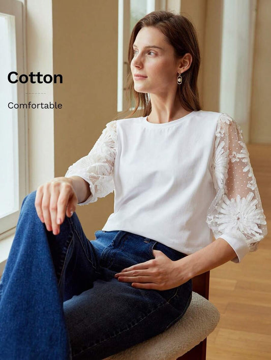 Blusa con mangas bordadas
