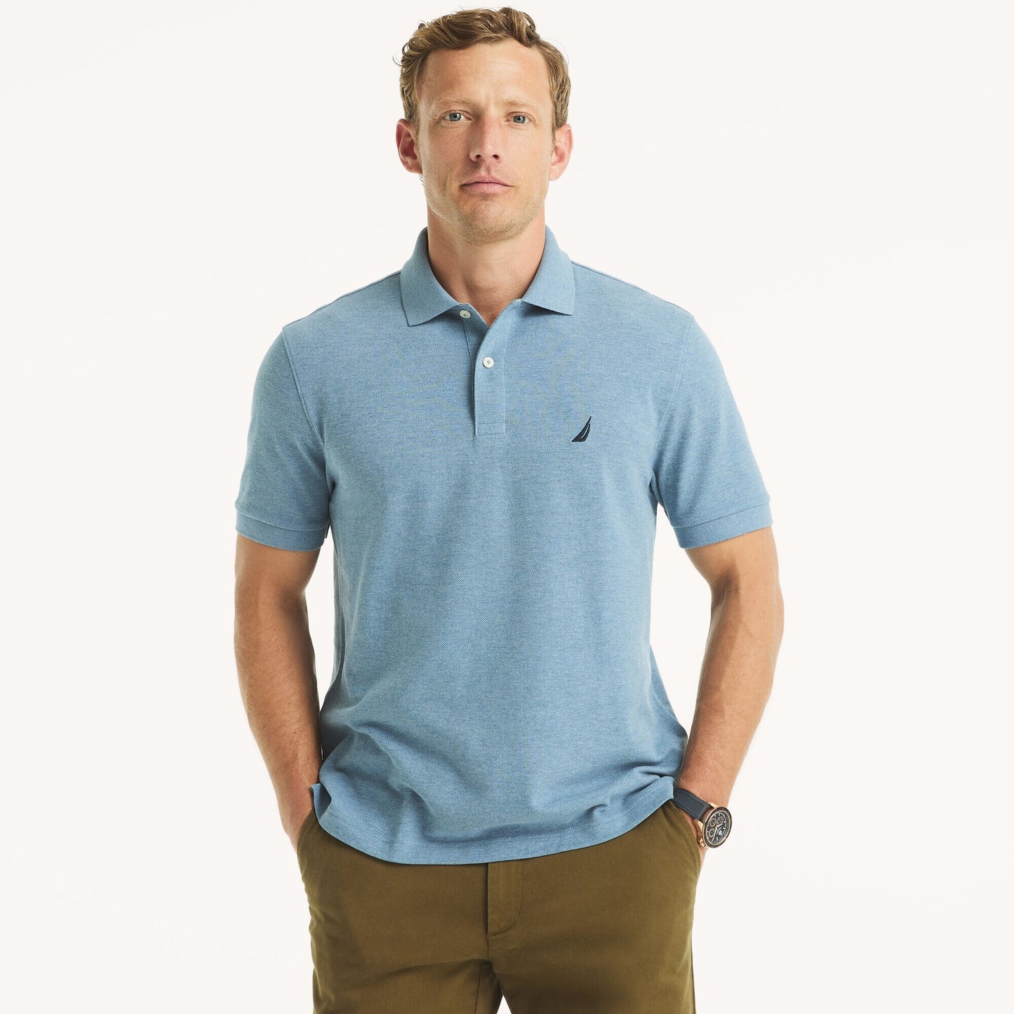 Chemise regular unicolor con logo heathered