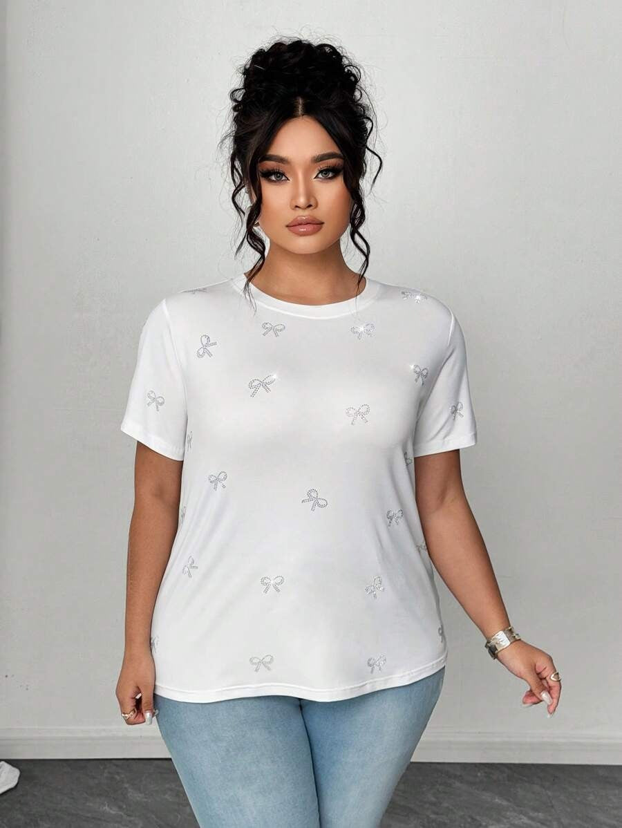 Camiseta de manga corta con decoración de lazo