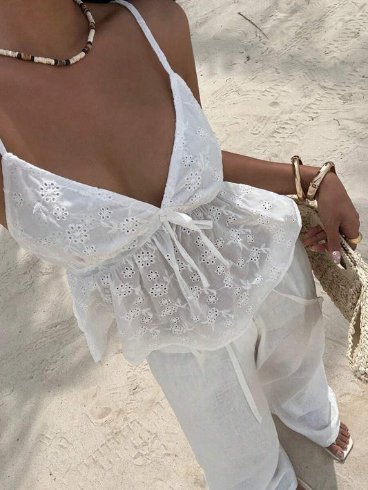Blusa bordada con volantes