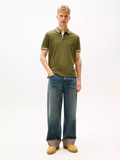 Chemise regular con cuello y mangas ribeteadas