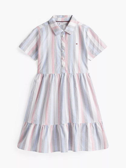 Vestido con cuello de rayas para niña