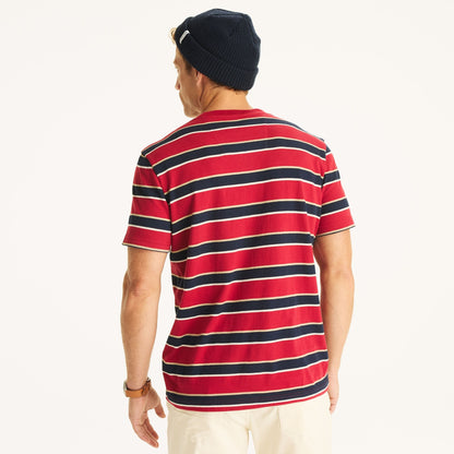 Franela cuello redondo con franjas y bordado