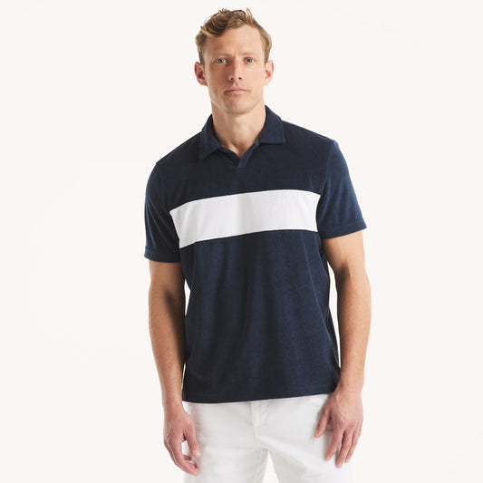 Chemise de rizo con cuello Johnny y franja central