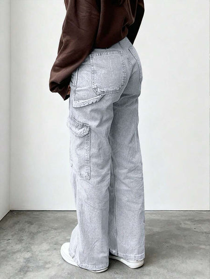 Jeans de pierna recta y cintura alta holgados
