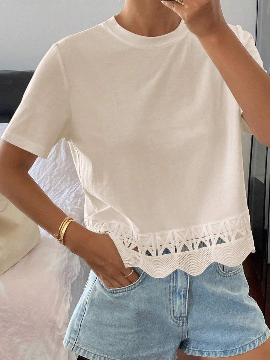 Blusa con aplicación de encaje