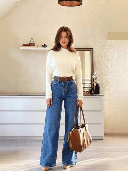 Jeans rectos de corte holgado  con bolsillos