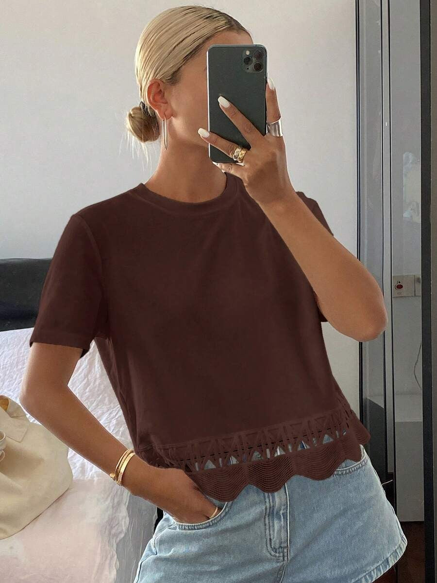 Blusa con aplicación de encaje