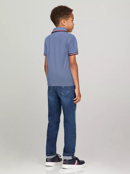 Chemise unicolor con cuello ribeteado para niño