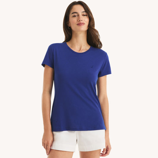 Franela cuello redondo unicolor con logo