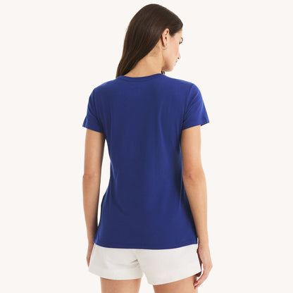 Franela cuello redondo unicolor con logo