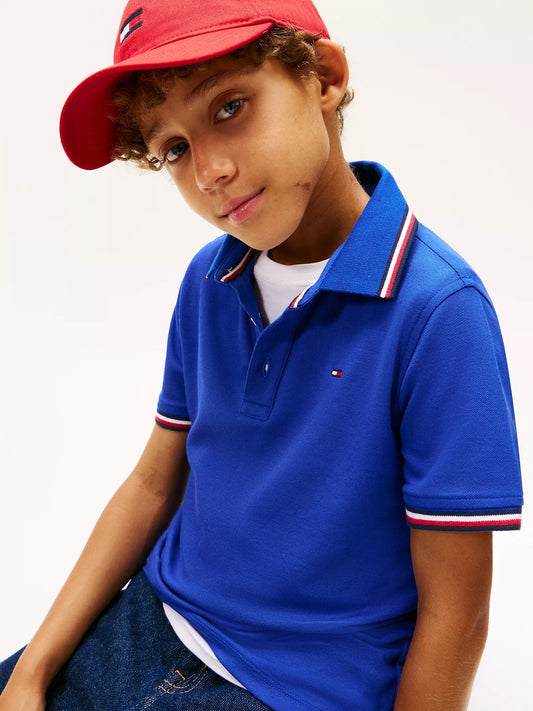 Chemise unicolor con cuello ribeteado para niño