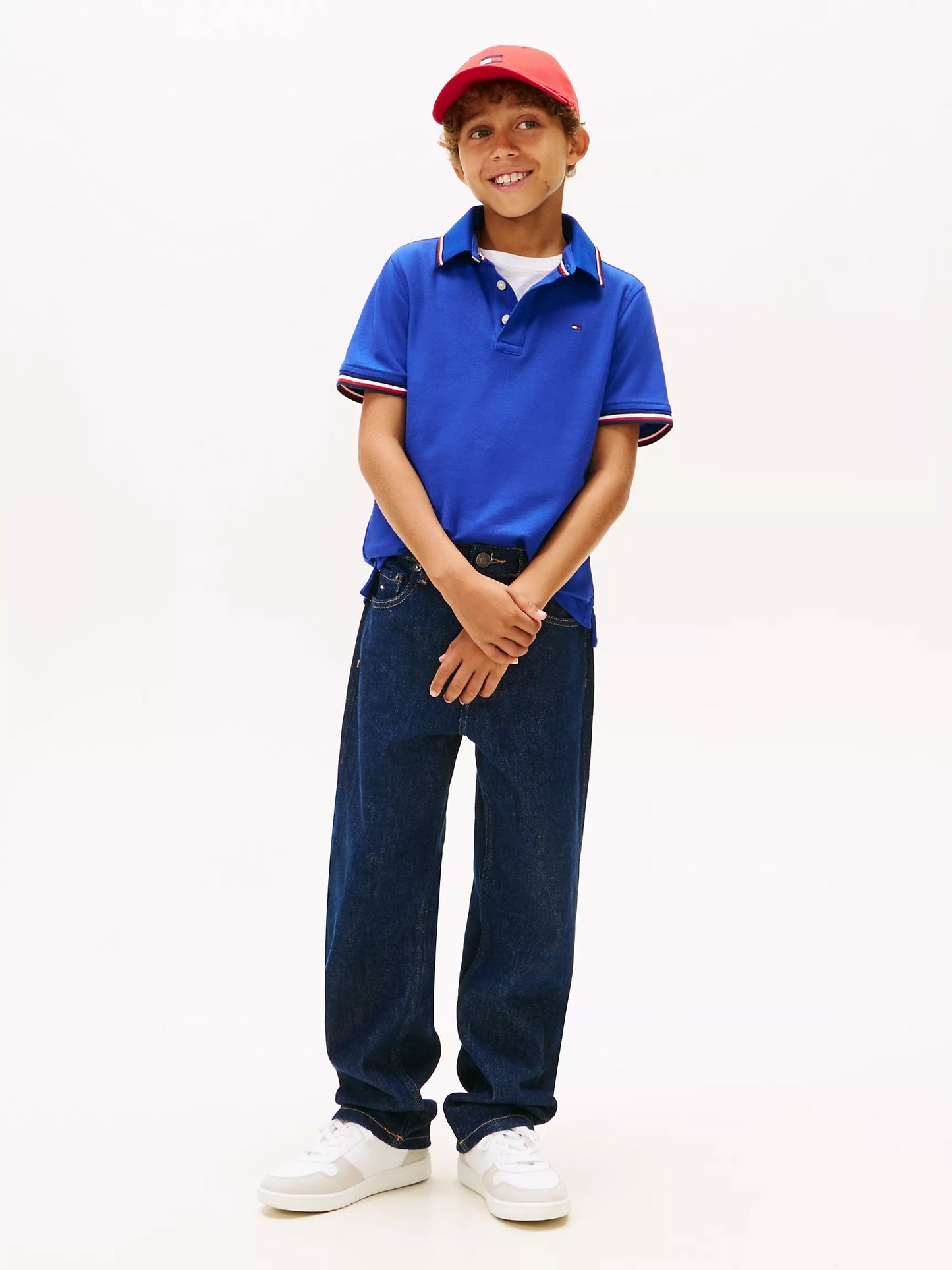 Chemise unicolor con cuello ribeteado para niño