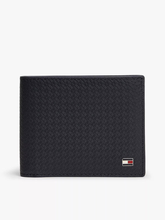 Cartera plegable de cuero con logotipo de bandera estampado