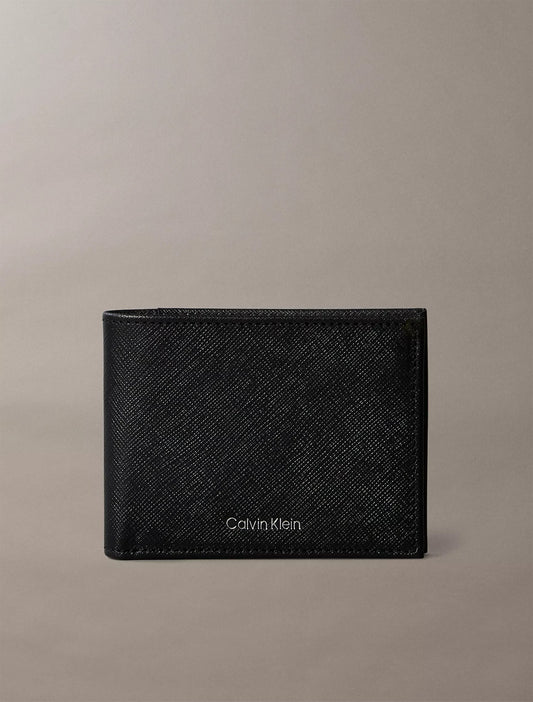 Cartera de caballero doble de piel saffiano