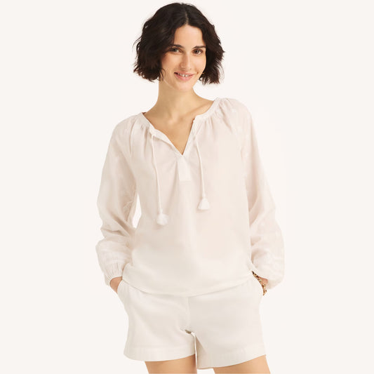 Blusa cuello en V manga larga