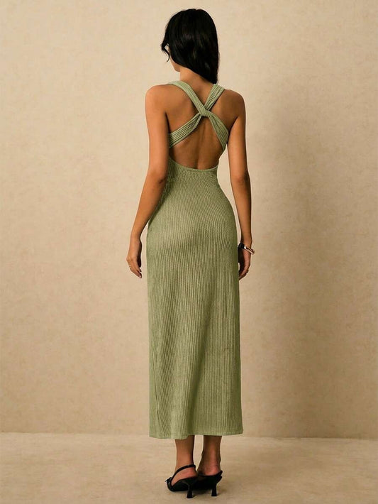Vestido elegante de unicolor con escote de corazón