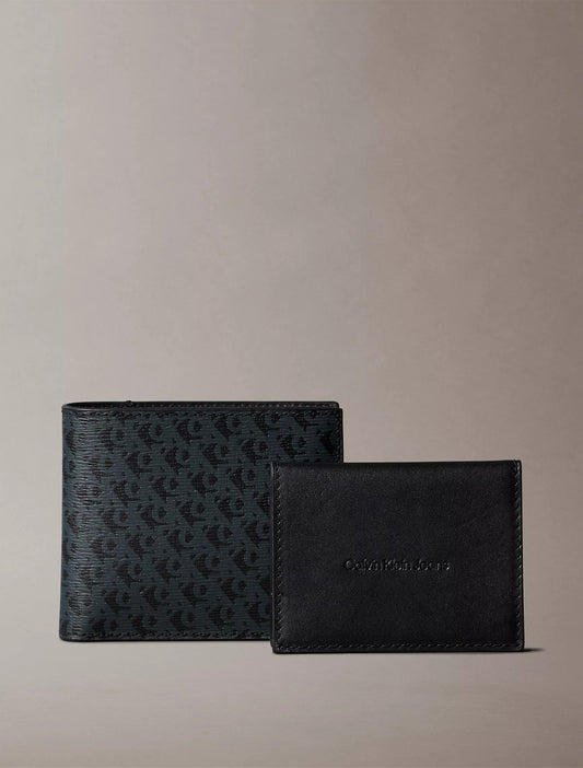 Cartera de caballero doble con monograma y porta tarjeta