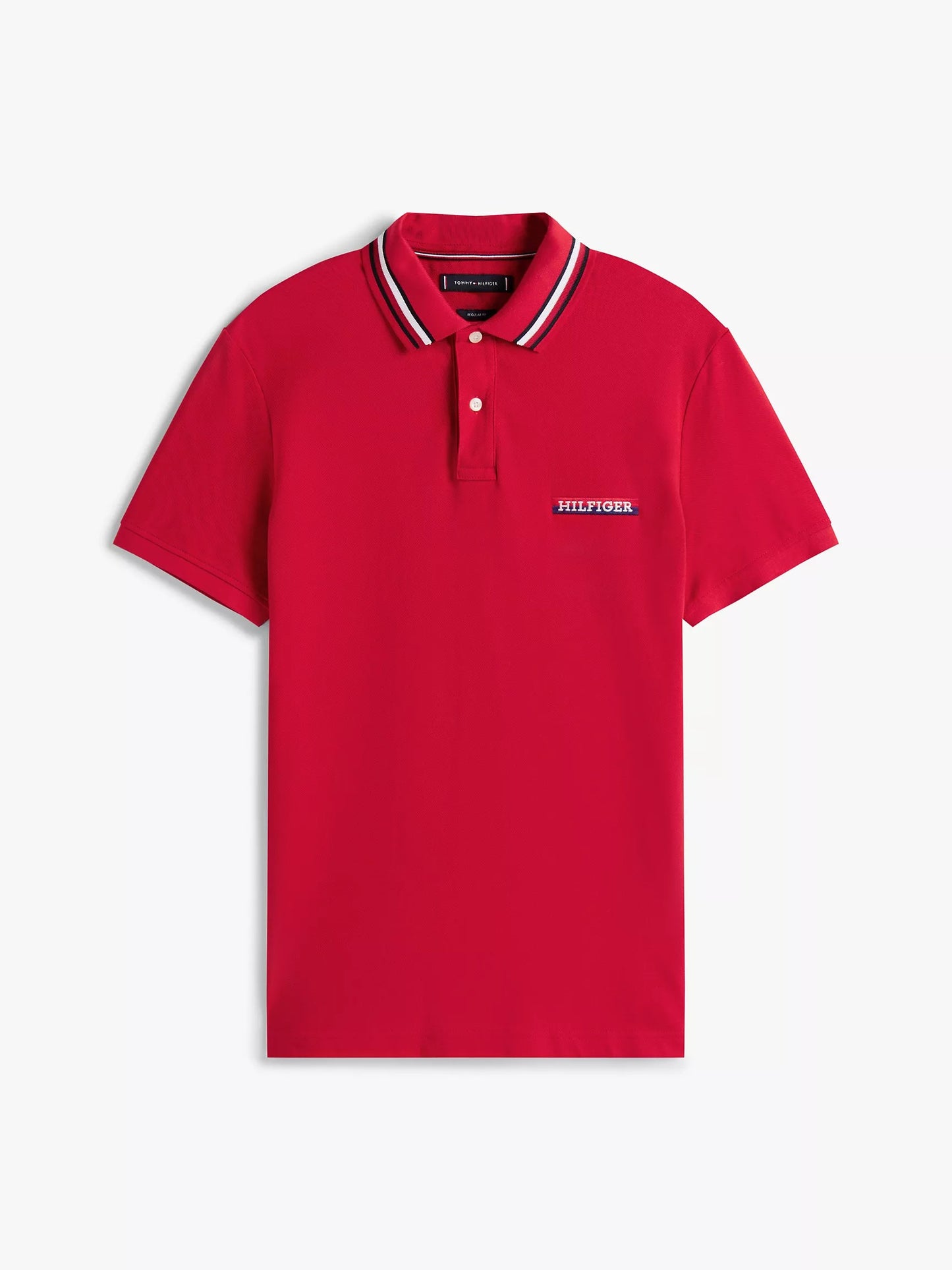 Chemise regular con cuello ribeteado y logo bordado