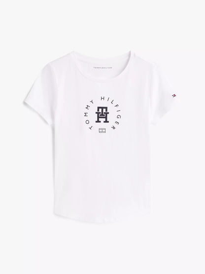Franela cuello redondo con estampado central para niña